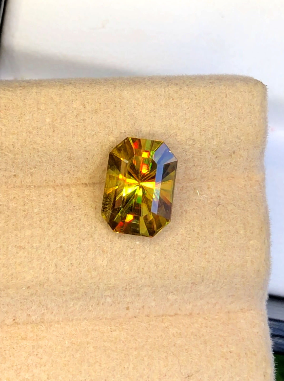 Yellow Full Fire Titanite Sphene Gemstone, Loose Gemstone, Emerald Shape Faceted Rare Sphene - 2.30 CT