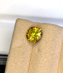 Yellow Full Fire Titanite Sphene Gemstone, Loose Gemstone, Round Cut Faceted Rare Sphene - 0.95 CT