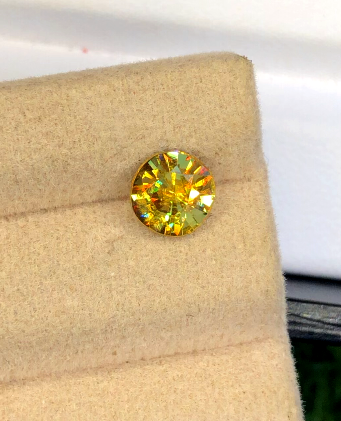 Yellow Full Fire Titanite Sphene Gemstone, Loose Gemstone, Round Cut Faceted Rare Sphene - 1.45 CT