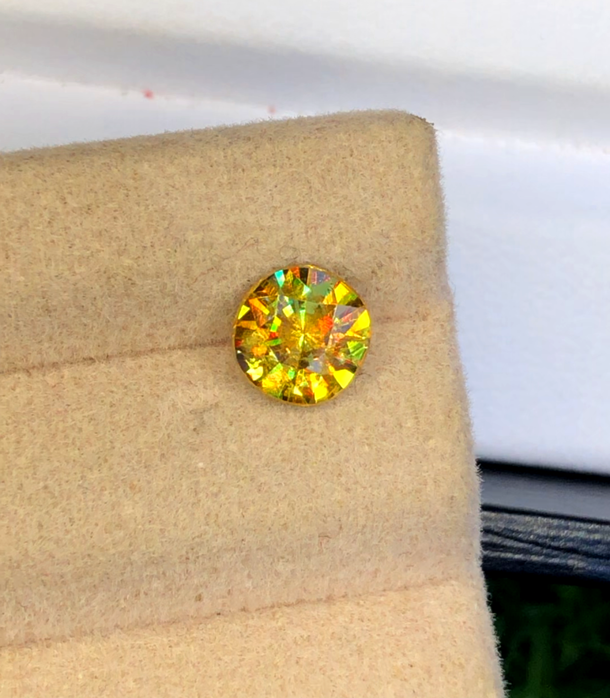 Yellow Full Fire Titanite Sphene Gemstone, Loose Gemstone, Round Cut Faceted Rare Sphene - 1.45 CT