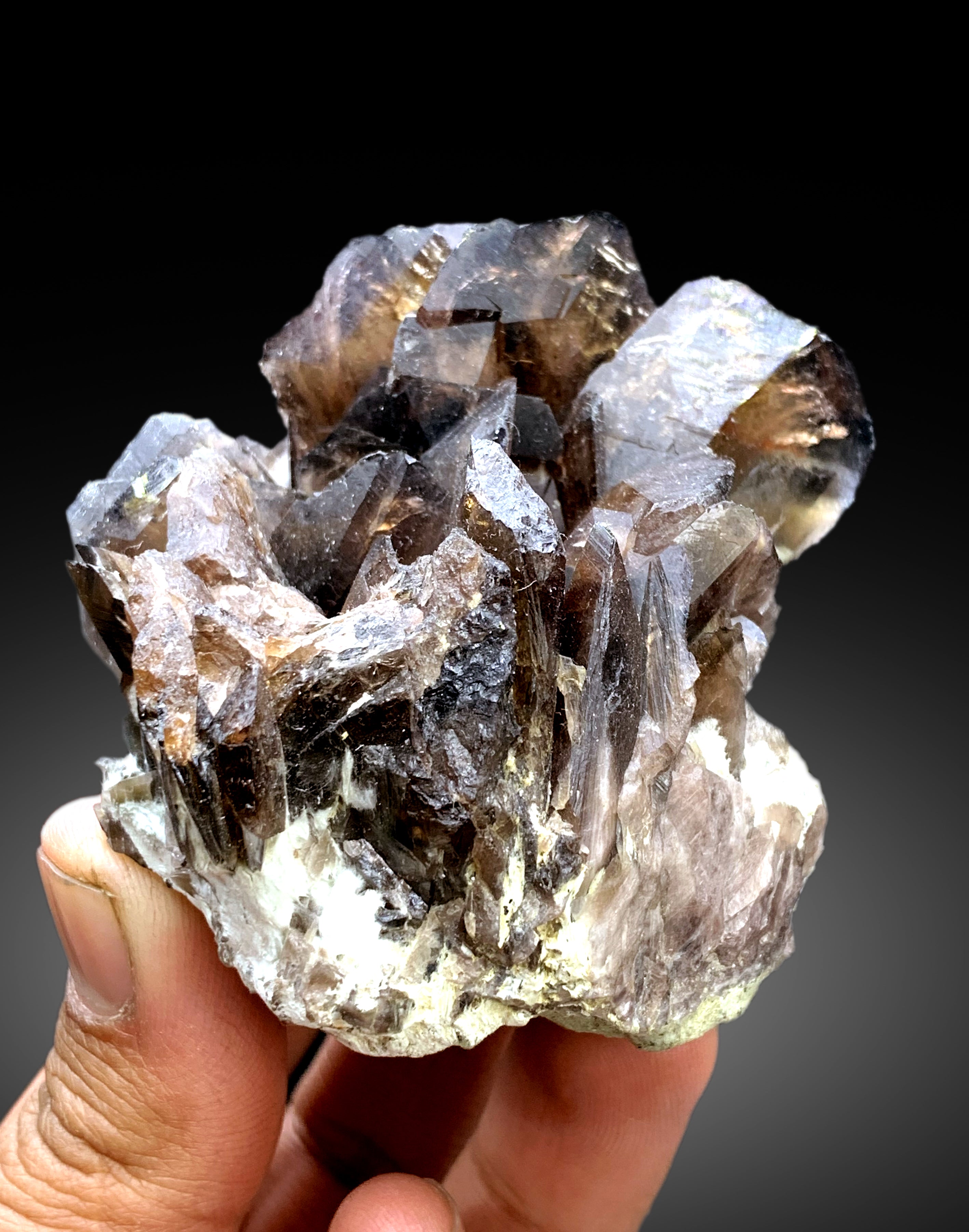 Natural Axinite Crystals Cluster on Matrix from Pakistan - 304 gram