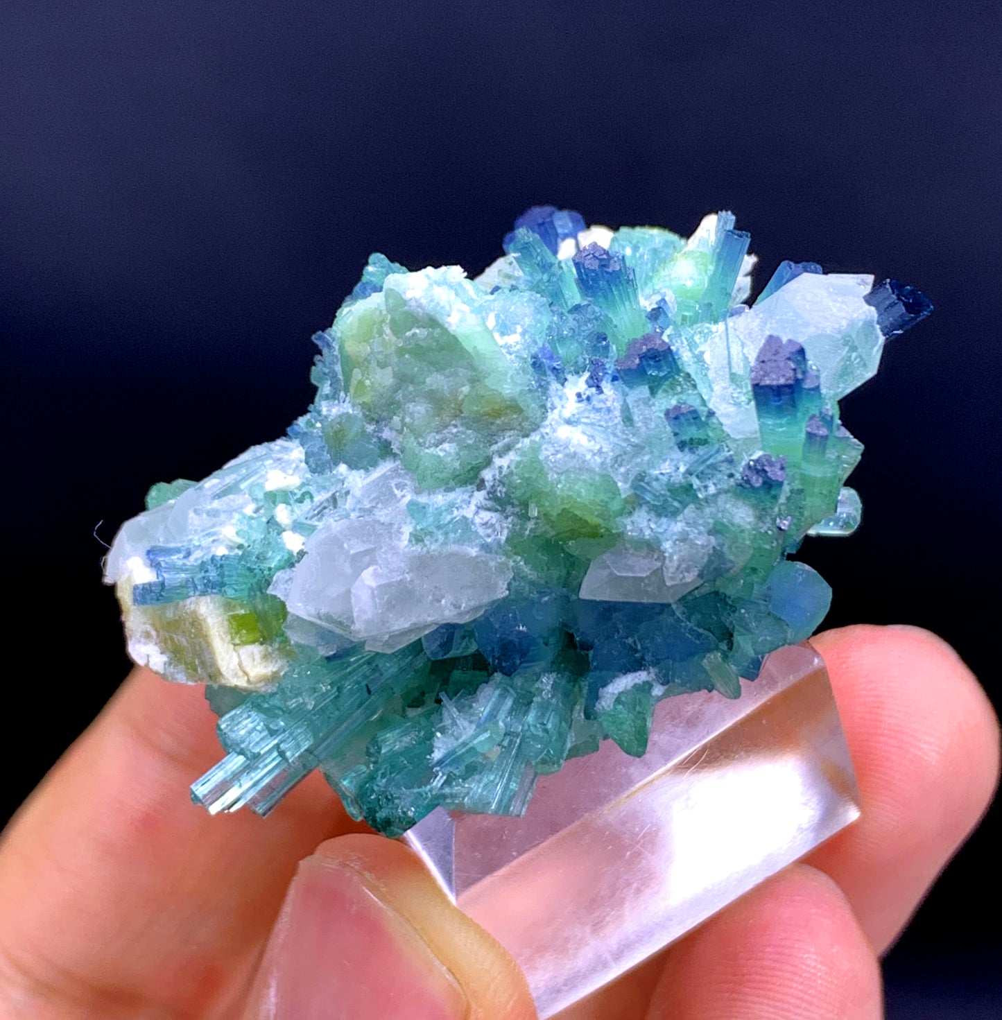 Indicolite Blue Tourmaline Cluster with Quartz from Afghanistan - 19 gram