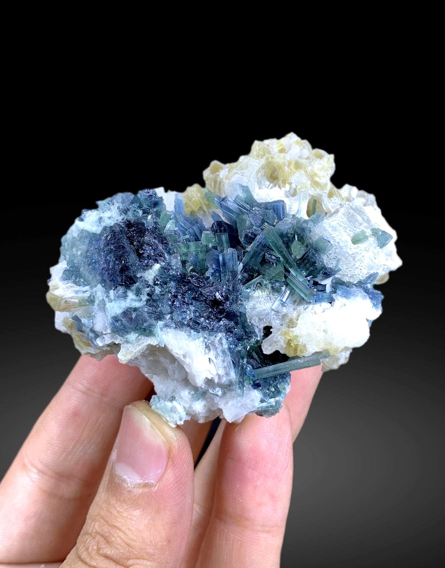 Stunning Indicolite Blue Tourmaline Cluster on Lepidolite from Afghanistan - 132 gram