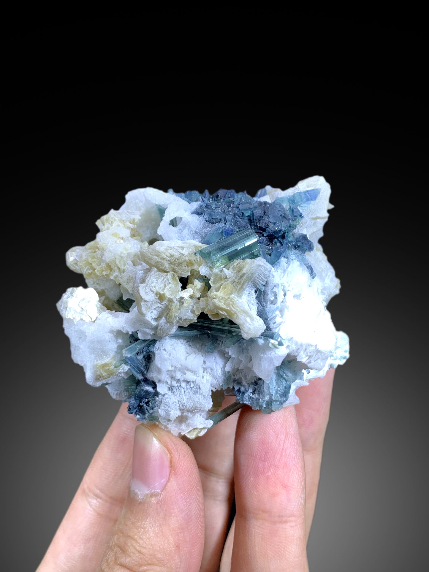 Stunning Indicolite Blue Tourmaline Cluster on Lepidolite from Afghanistan - 132 gram