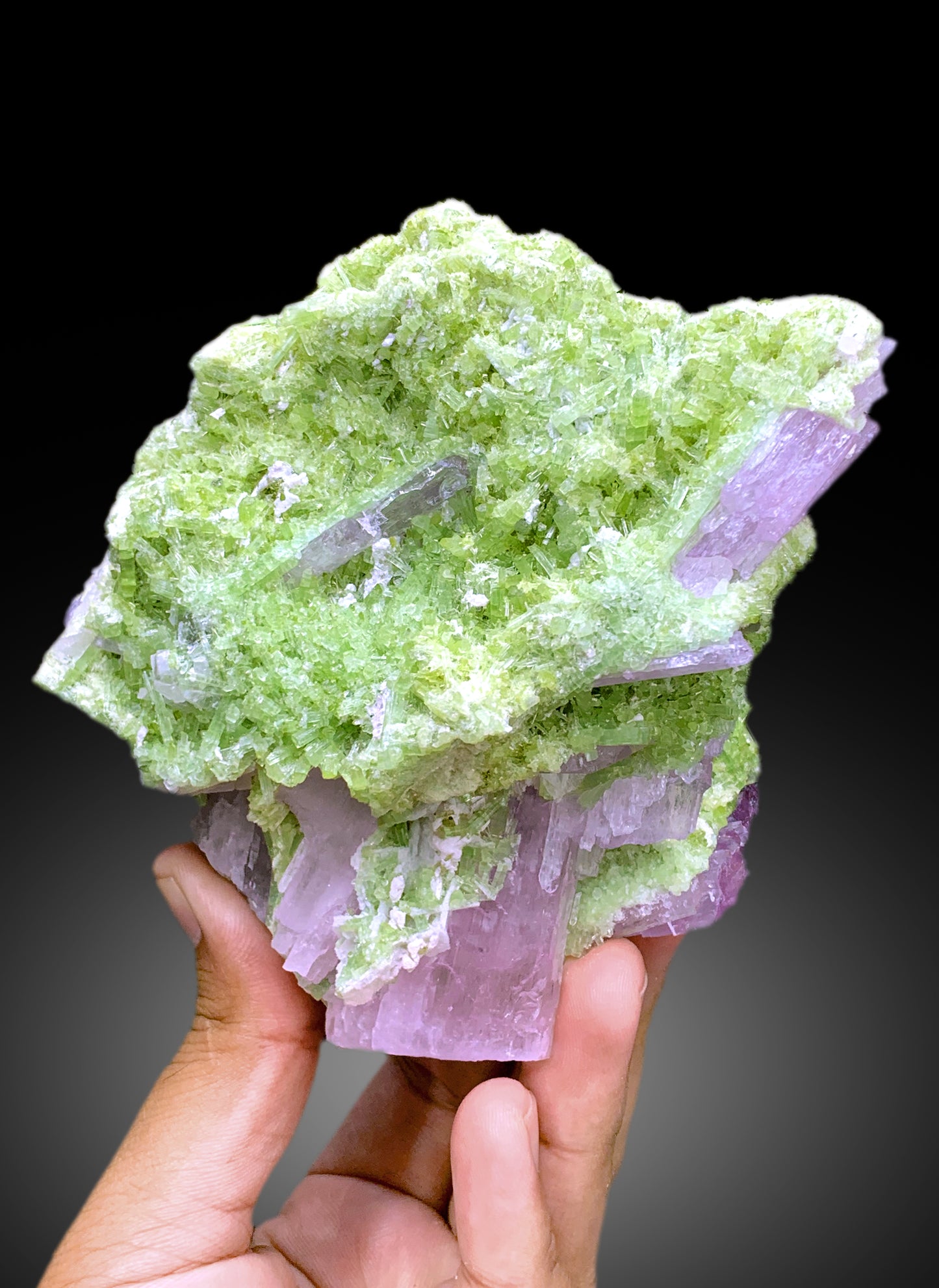 Green Tourmalines with Pink Kunzite, Pollucite and Quartz from Afghanistan, 813 gram