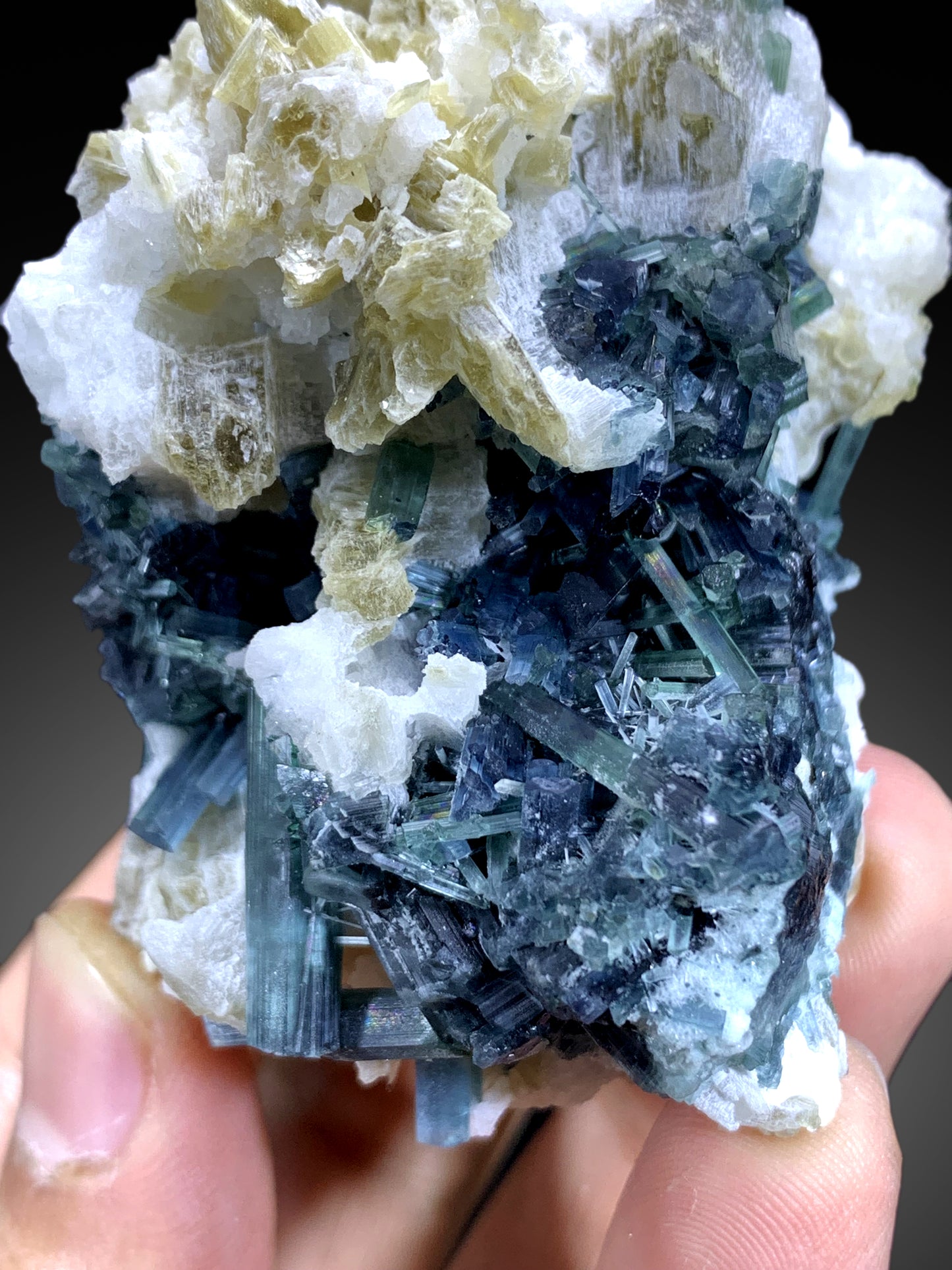 Stunning Indicolite Blue Tourmaline Cluster on Lepidolite from Afghanistan - 132 gram
