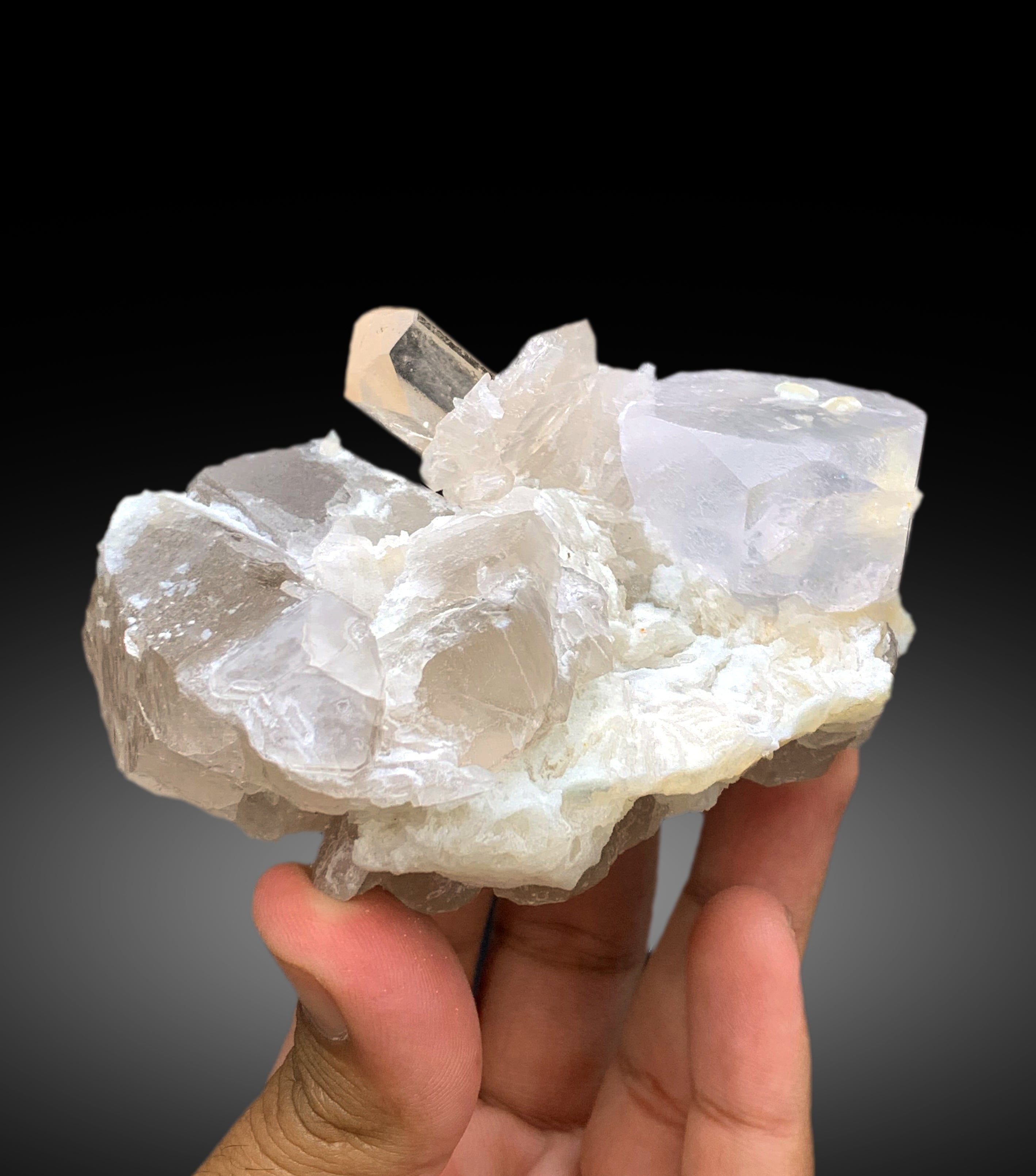 Natural Topaz Crystal with Morganite and Quartz, Topaz Specimen, Fine Mineral, Morganite Crystal - 353 gram