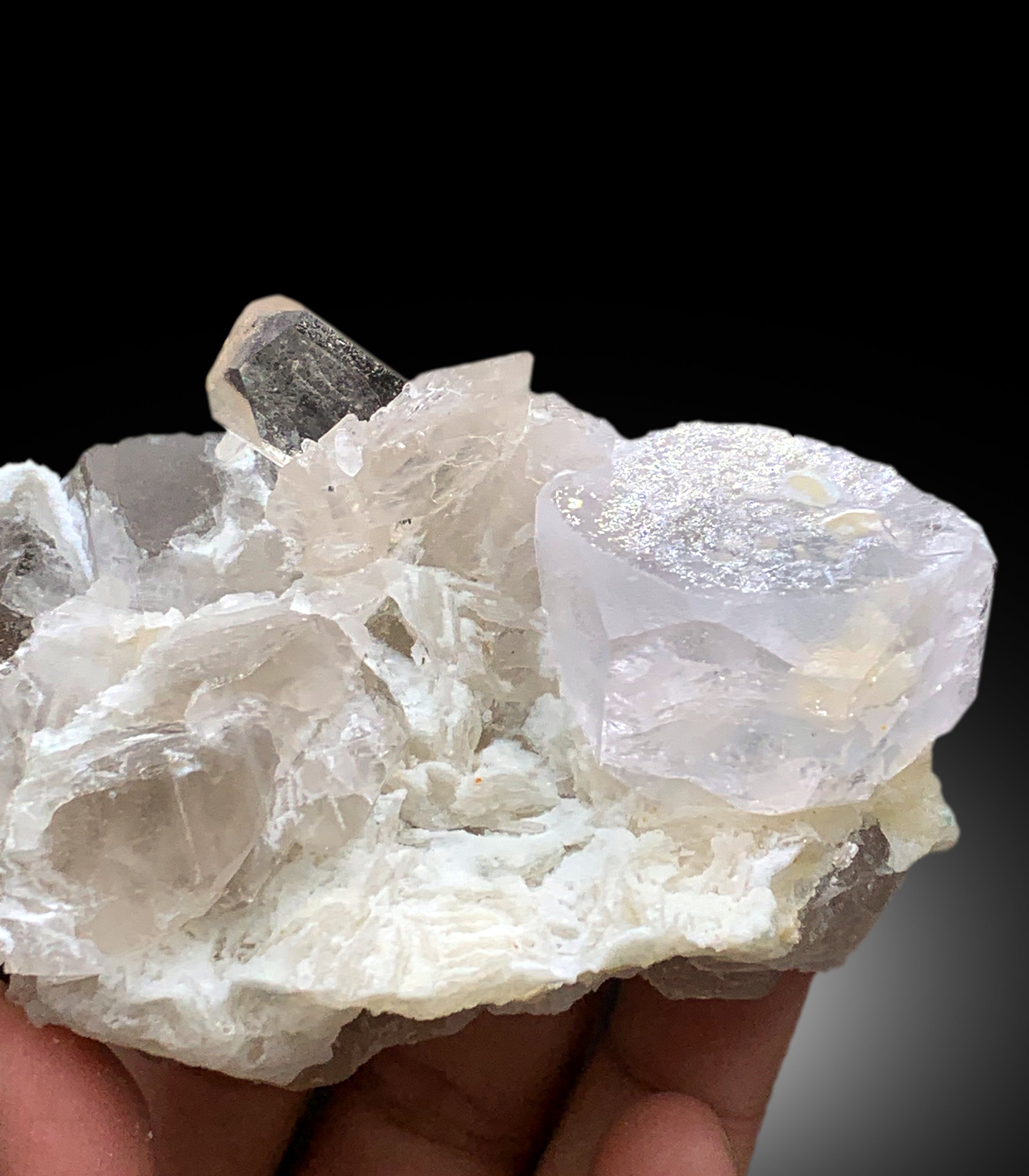 Natural Topaz Crystal with Morganite and Quartz, Topaz Specimen, Fine Mineral, Morganite Crystal - 353 gram