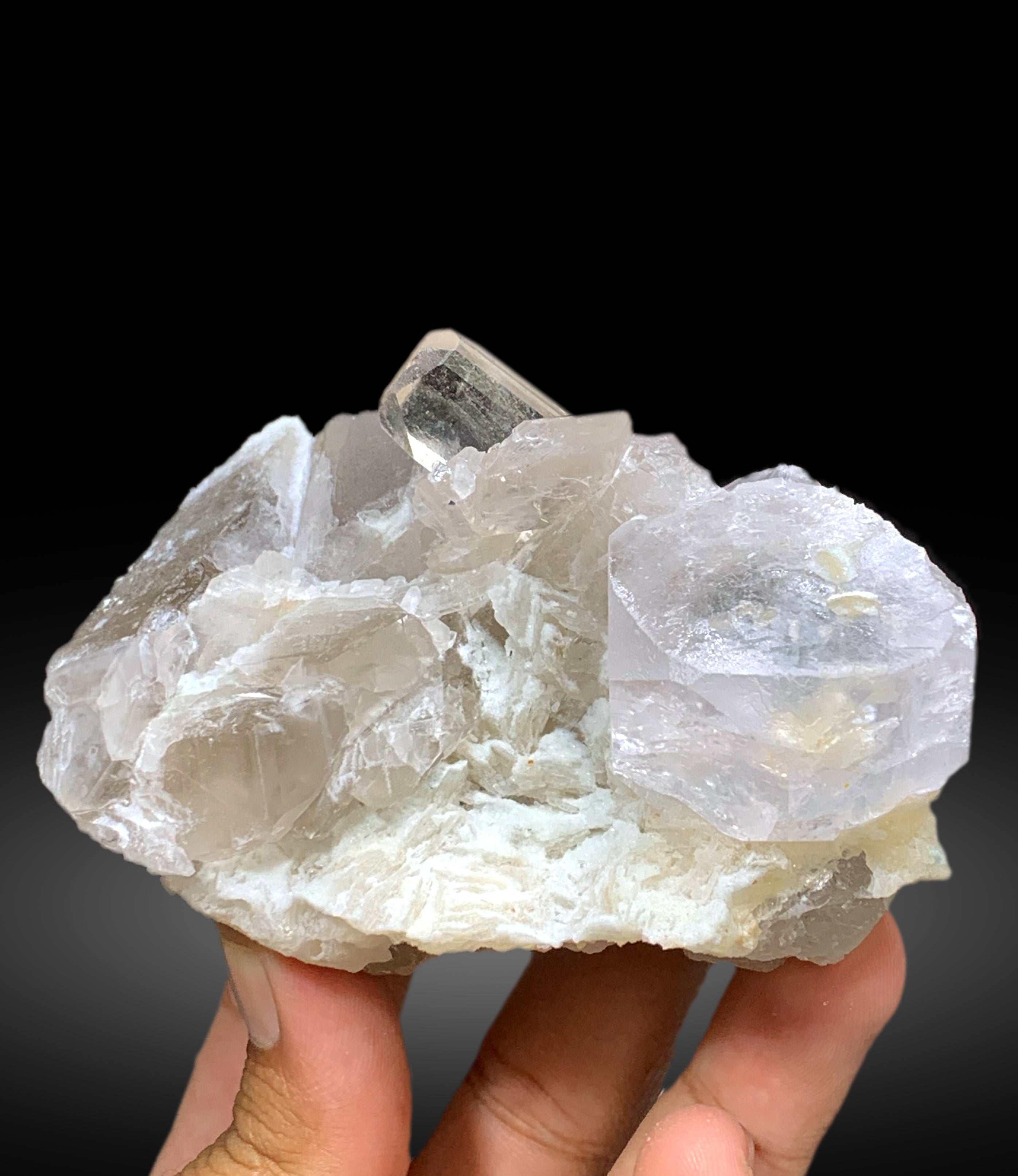 Natural Topaz Crystal with Morganite and Quartz, Topaz Specimen, Fine Mineral, Morganite Crystal - 353 gram