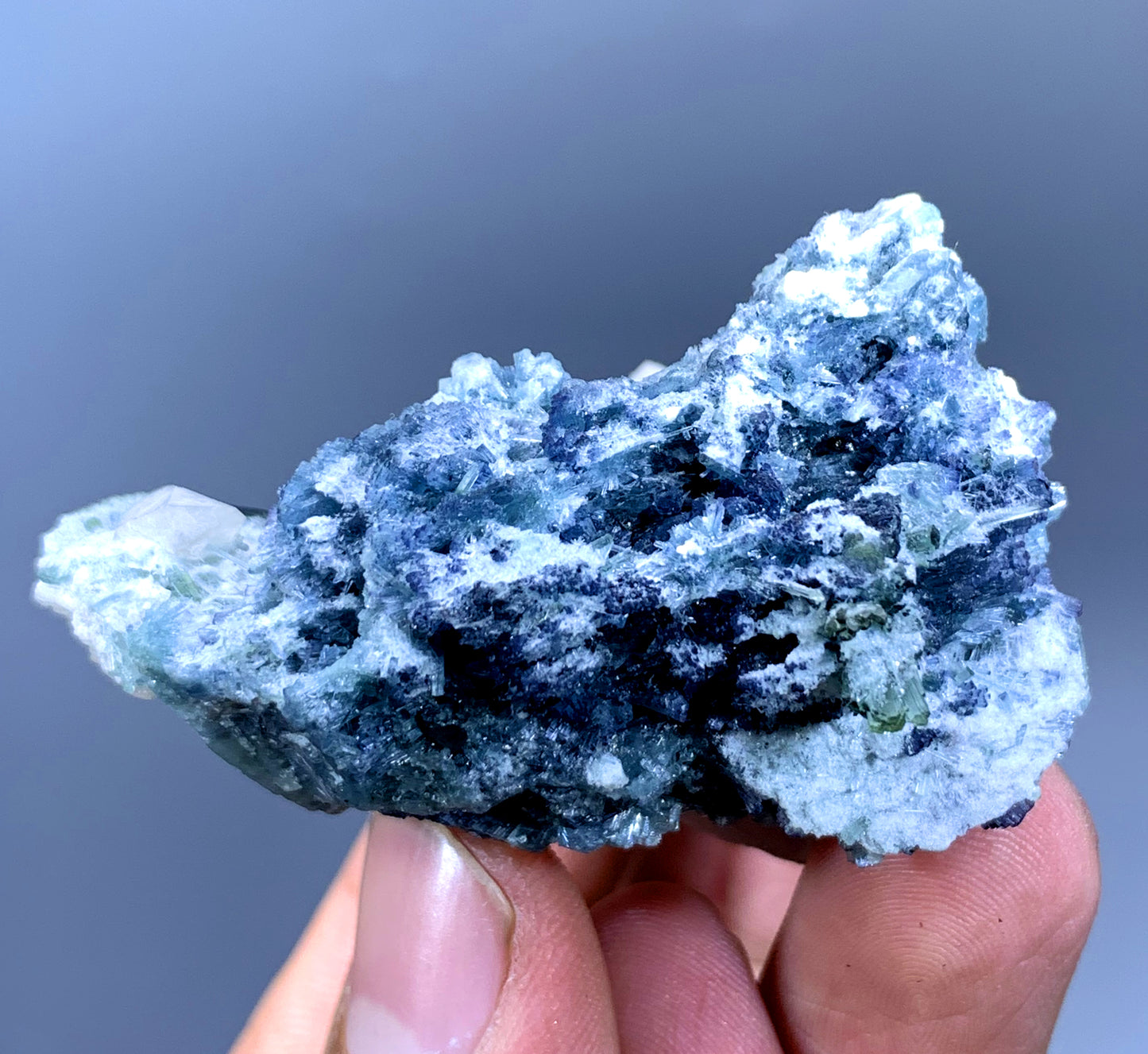 Indicolite Blue Tourmaline Cluster with Feldspar from Afghanistan - 66 gram