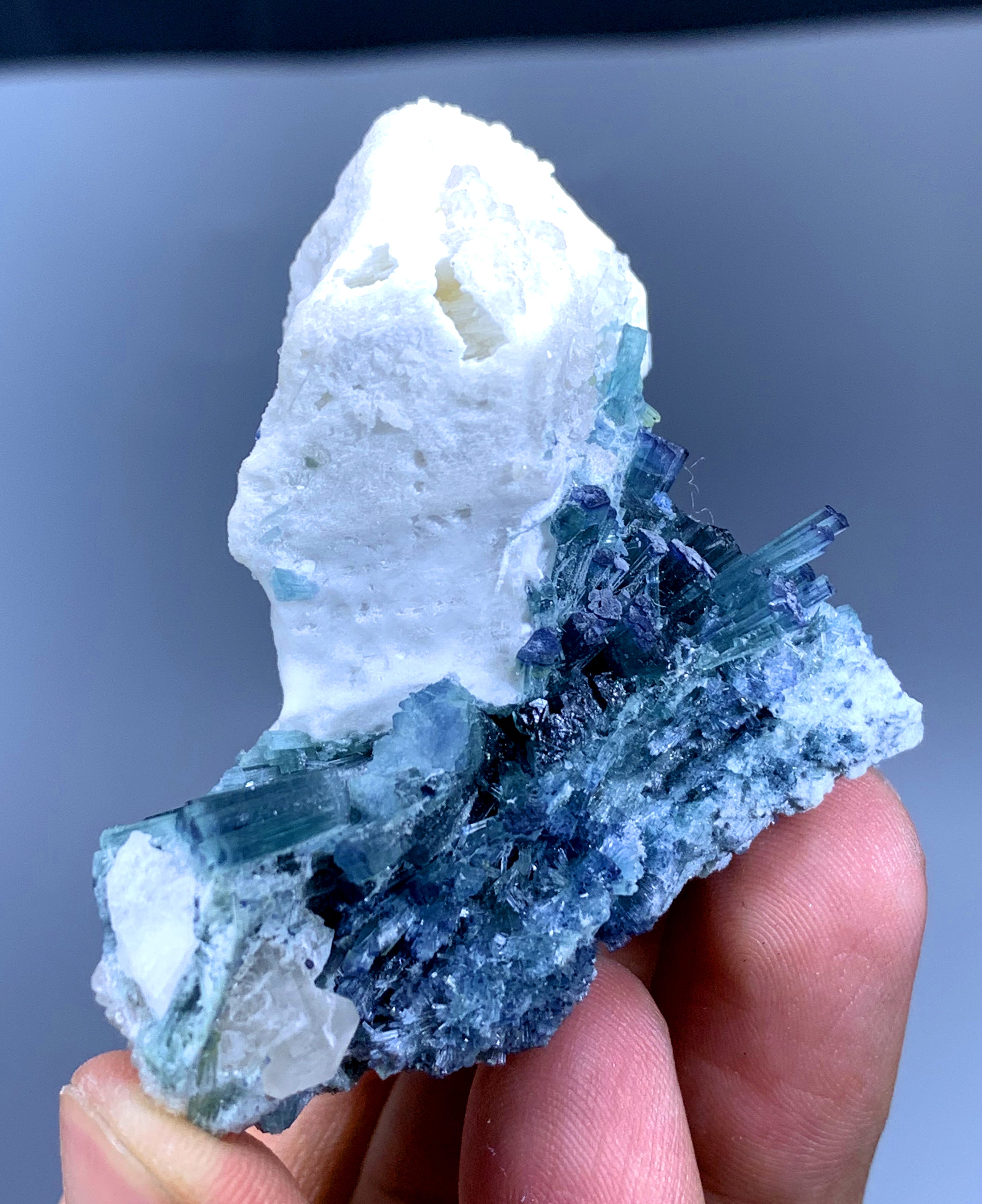 Indicolite Blue Tourmaline Cluster with Feldspar from Afghanistan - 66 gram