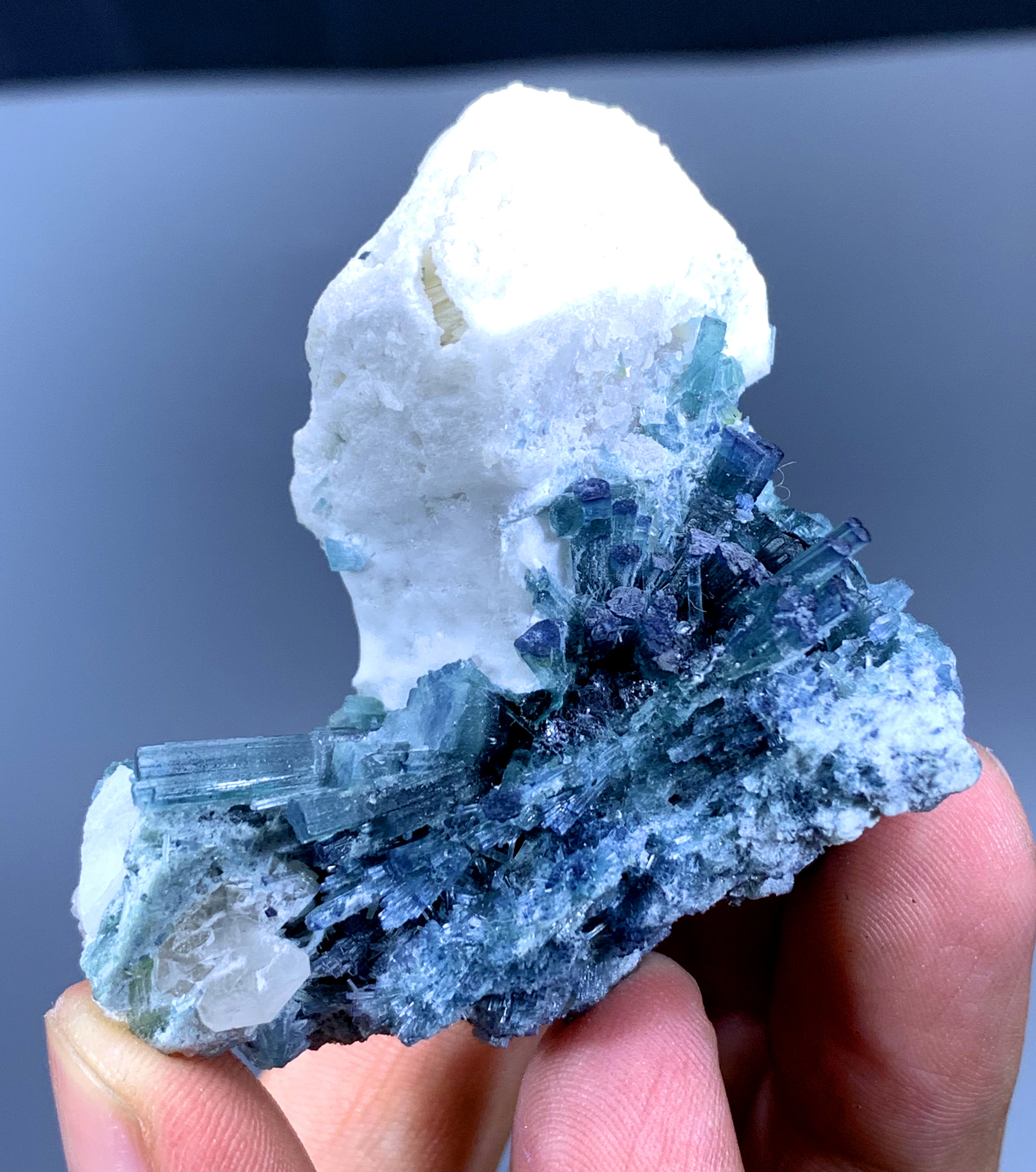 Indicolite Blue Tourmaline Cluster with Feldspar from Afghanistan - 66 gram