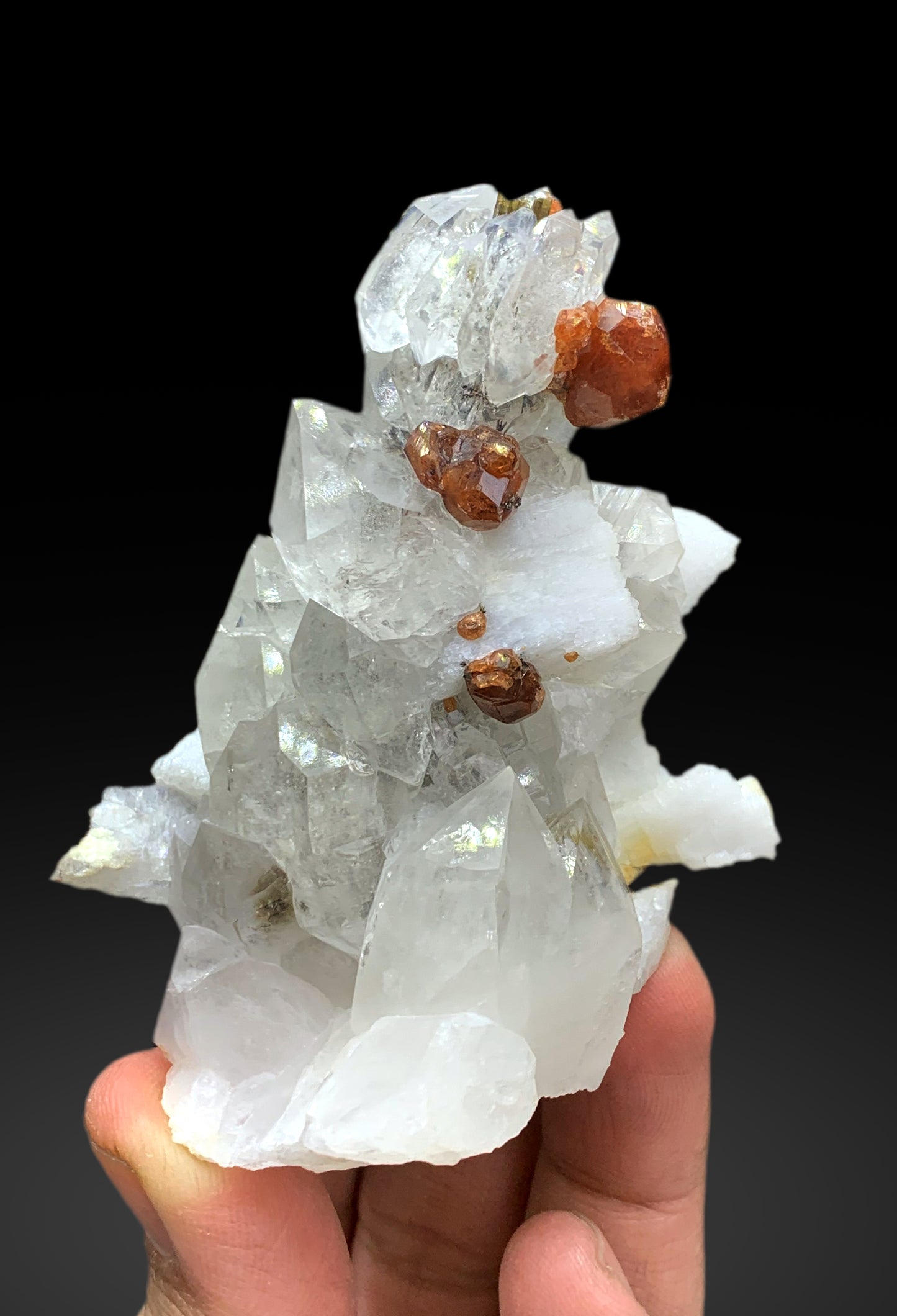 Orange Spessartine Garnet on Quartz and Feldspar Specimen from Pakistan - 170 gram