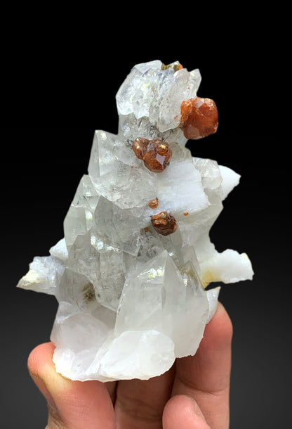 Orange Spessartine Garnet on Quartz and Feldspar Specimen from Pakistan - 170 gram