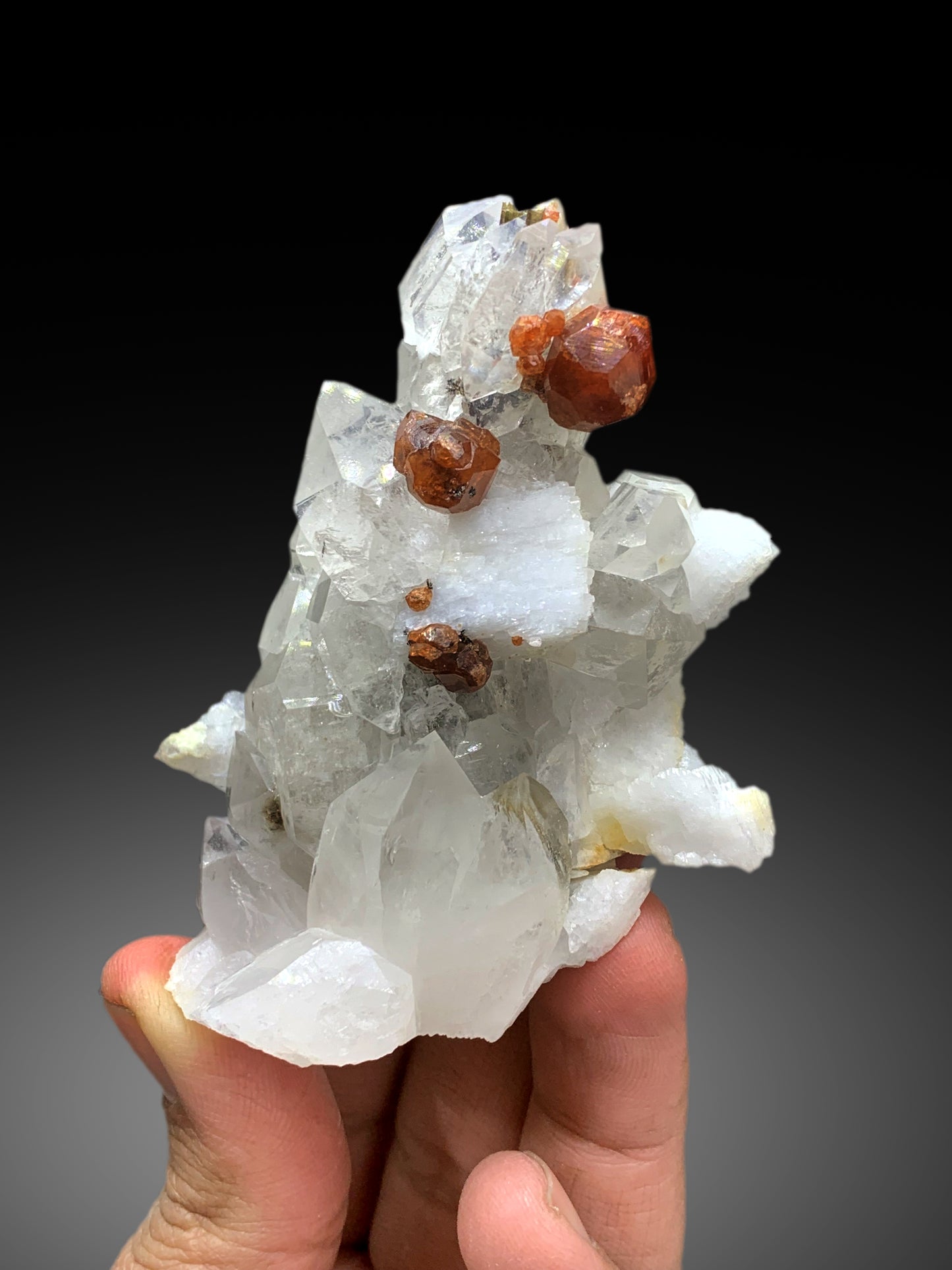 Orange Spessartine Garnet on Quartz and Feldspar Specimen from Pakistan - 170 gram