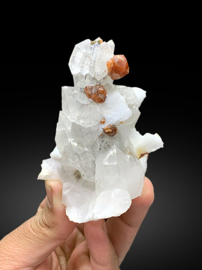 Orange Spessartine Garnet on Quartz and Feldspar Specimen from Pakistan - 170 gram