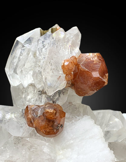 Orange Spessartine Garnet on Quartz and Feldspar Specimen from Pakistan - 170 gram