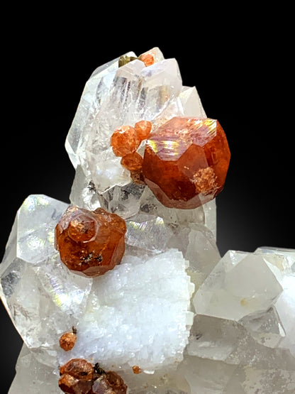 Orange Spessartine Garnet on Quartz and Feldspar Specimen from Pakistan - 170 gram
