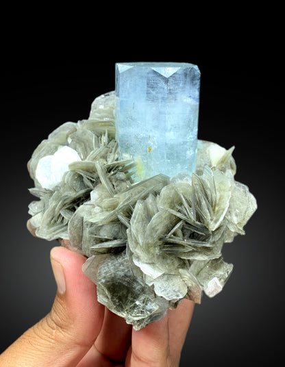 Sky Blue Color Aquamarine with Muscovite from Nagar valley Hunza, Gilgit Pakistan - 397 gram