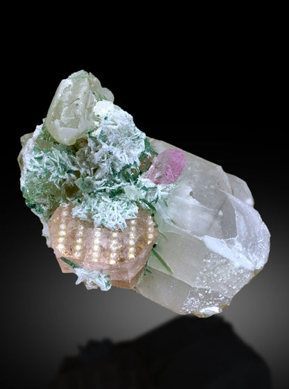 Rare Morganite, Pink Kunzite, Green Tourmaline on Quartz | Collector’s Specimen - 397 gram