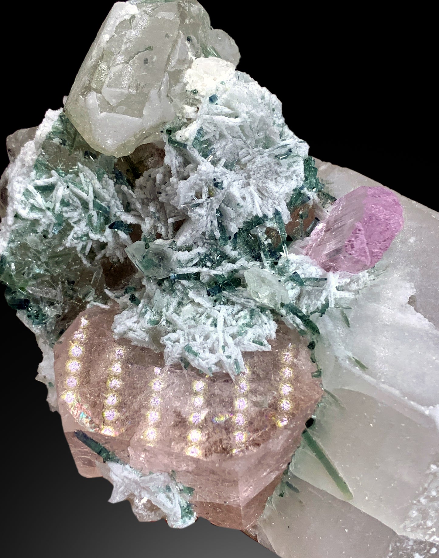 Rare Morganite, Pink Kunzite, Green Tourmaline on Quartz | Collector’s Specimen - 397 gram