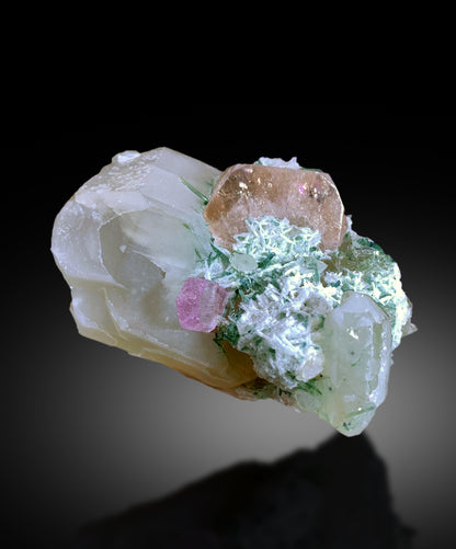 Rare Morganite, Pink Kunzite, Green Tourmaline on Quartz | Collector’s Specimen - 397 gram