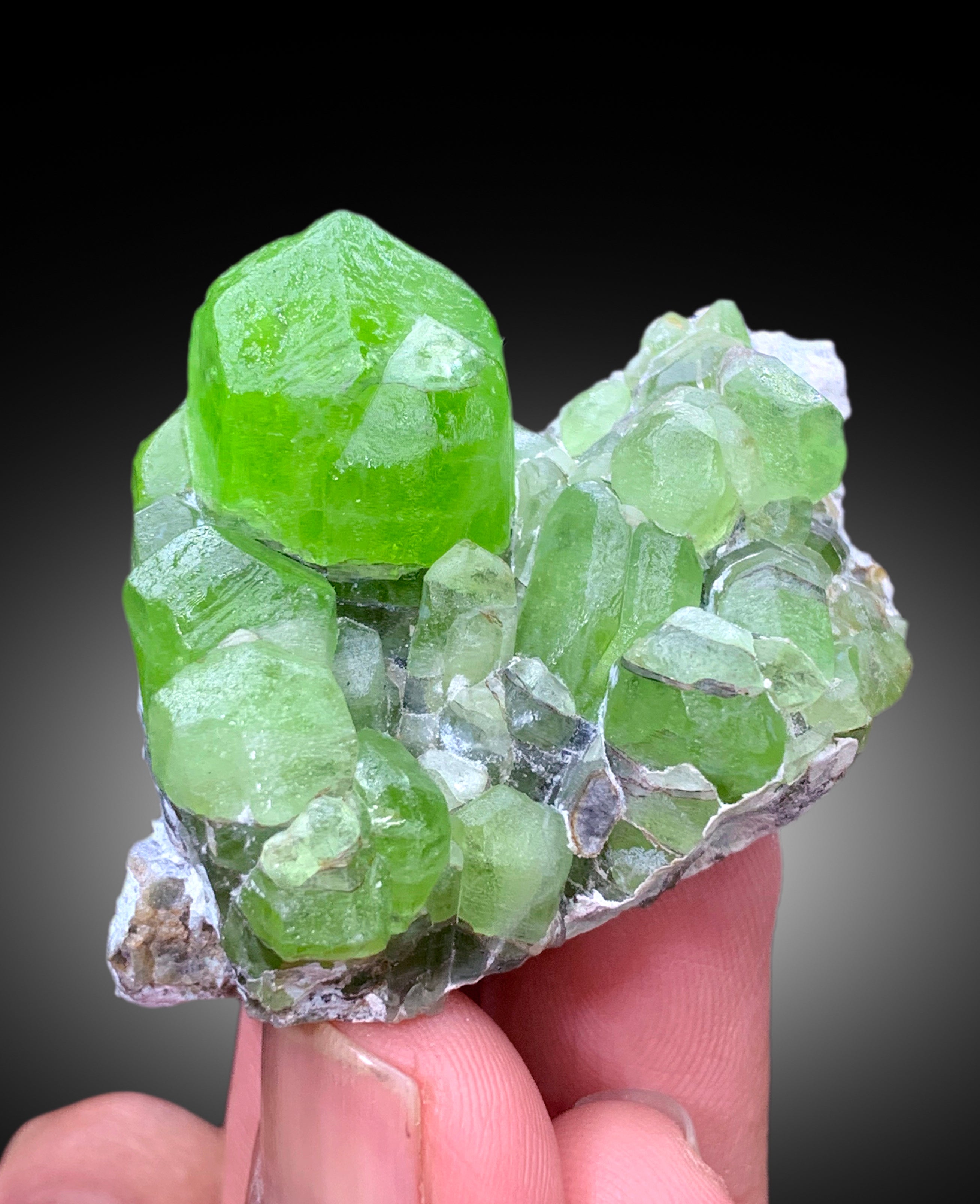 Lush Green Peridot Crystal Cluster, Peridot Specimen, Raw Mineral, Peridot Specimen from Supat Mine Pakistan - 66 gram