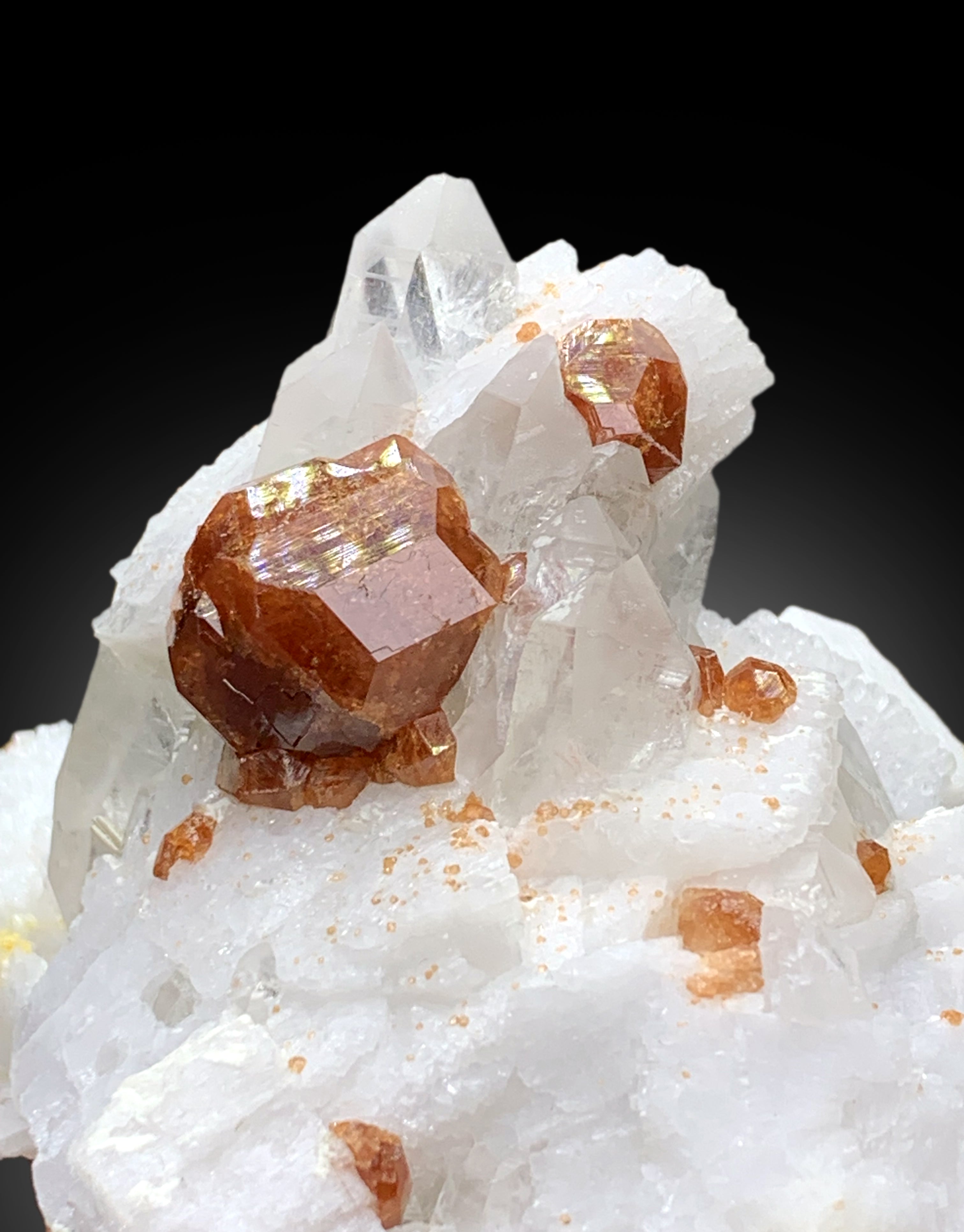 Orange Spessartine Garnet Crystals on Quartz and Feldspar from Pakistan - 167 gram