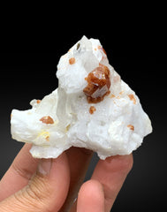 Orange Spessartine Garnet Crystals on Quartz and Feldspar from Pakistan - 167 gram