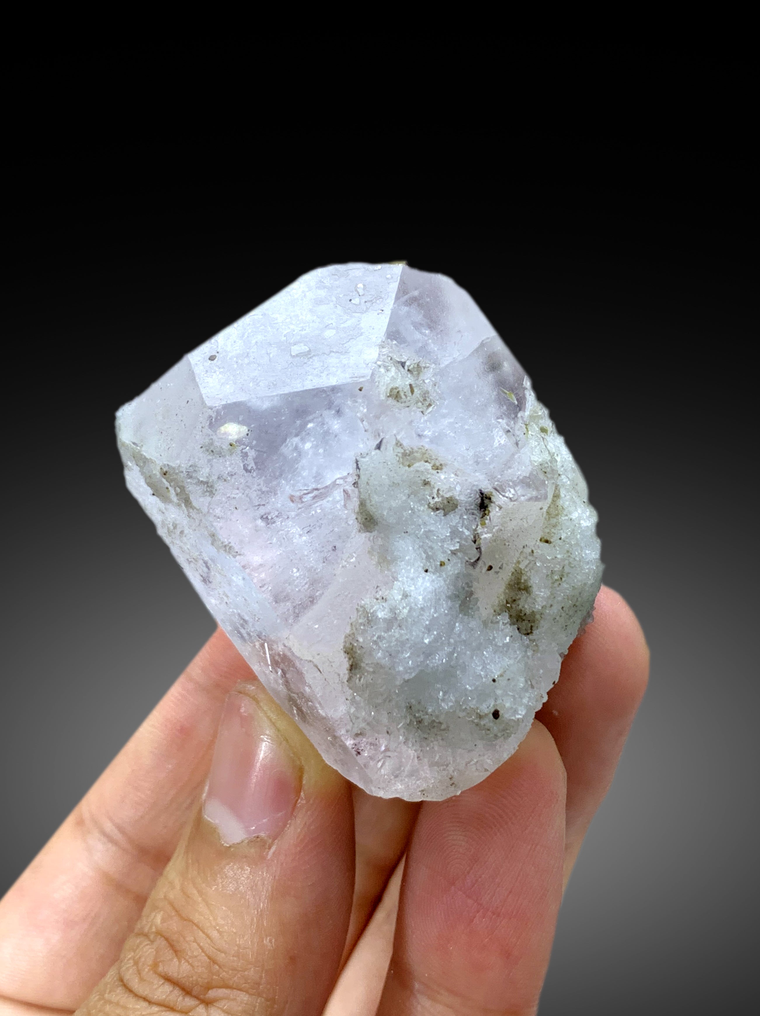AquaMorganite Crystal, Bicolor Beryl, AquaMorganite with Green Tourmalines - 92 gram