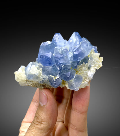 Natural Blue Color Celestine on Calcite from Baghdis, Afghanistan - 183 gram