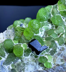 Green Peridot Cluster with Magnetite on Matrix from Supat valley Pakistan - 390 gram