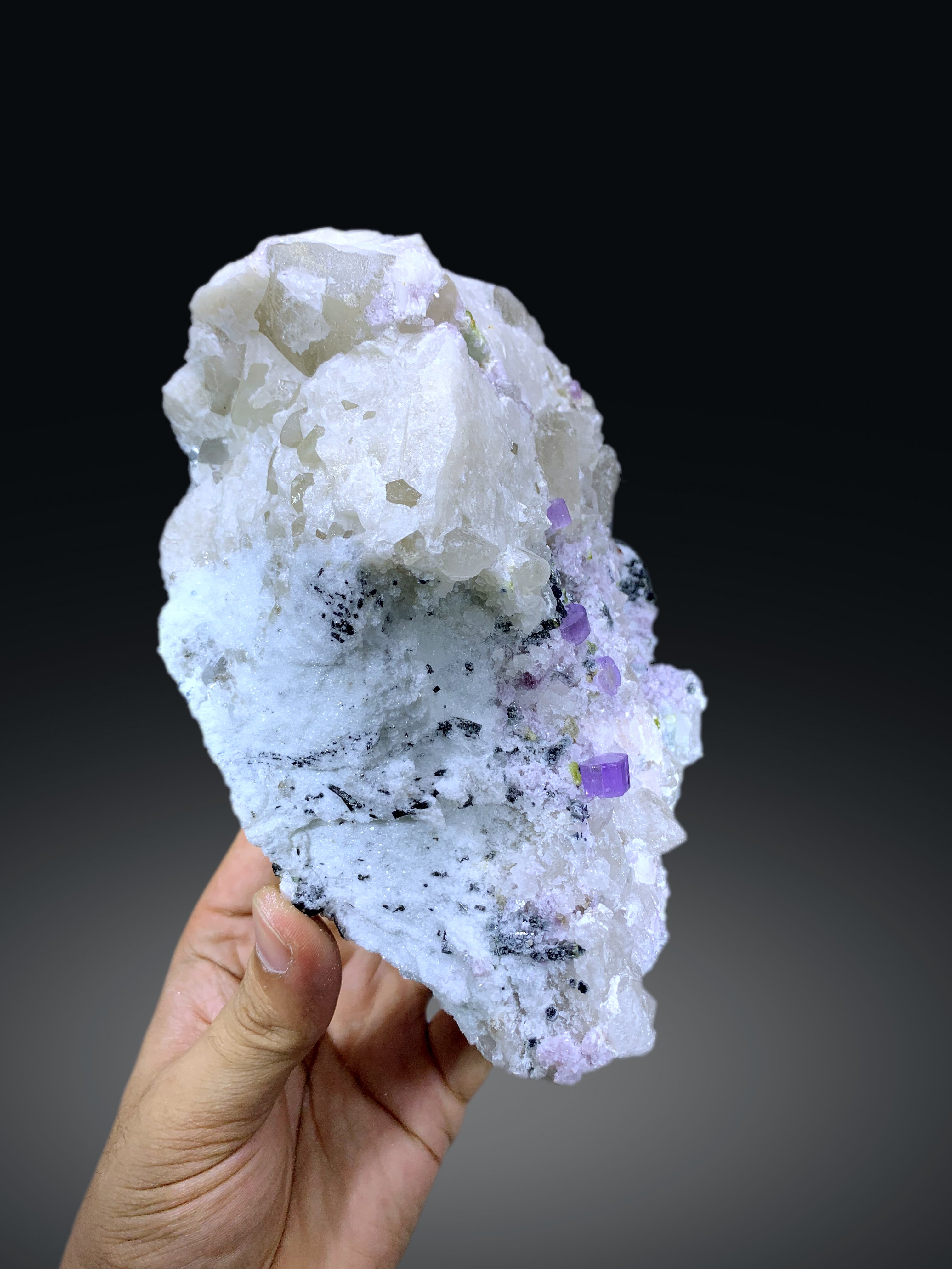 Purple Apatite Crystals with Lepidolite and Quartz Specimen from Afghanistan - 1566 grams