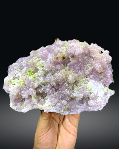 Green Tourmaline Cluster with Rare Microlite on Lepidolite from Afghanistan - 1788 grams