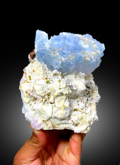 Natural Bicolor Beryl, AquaMorganite, Blue Aquamarine and Pink Morganite with Tourmalines, Tantalite on Matrix, Mineral Specimen - 1448 g