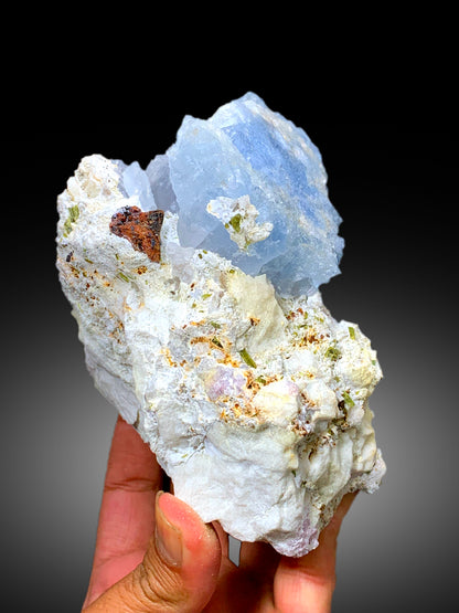 Natural Bicolor Beryl, AquaMorganite, Blue Aquamarine and Pink Morganite with Tourmalines, Tantalite on Matrix, Mineral Specimen - 1448 g