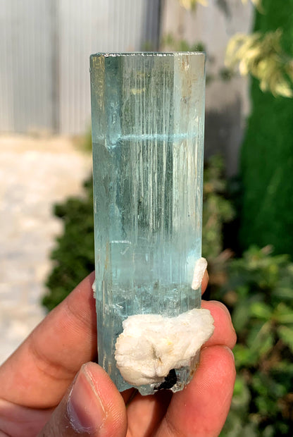 Gemmy Blue Aquamarine on Albite from Shigar valley Pakistan - 94 grams