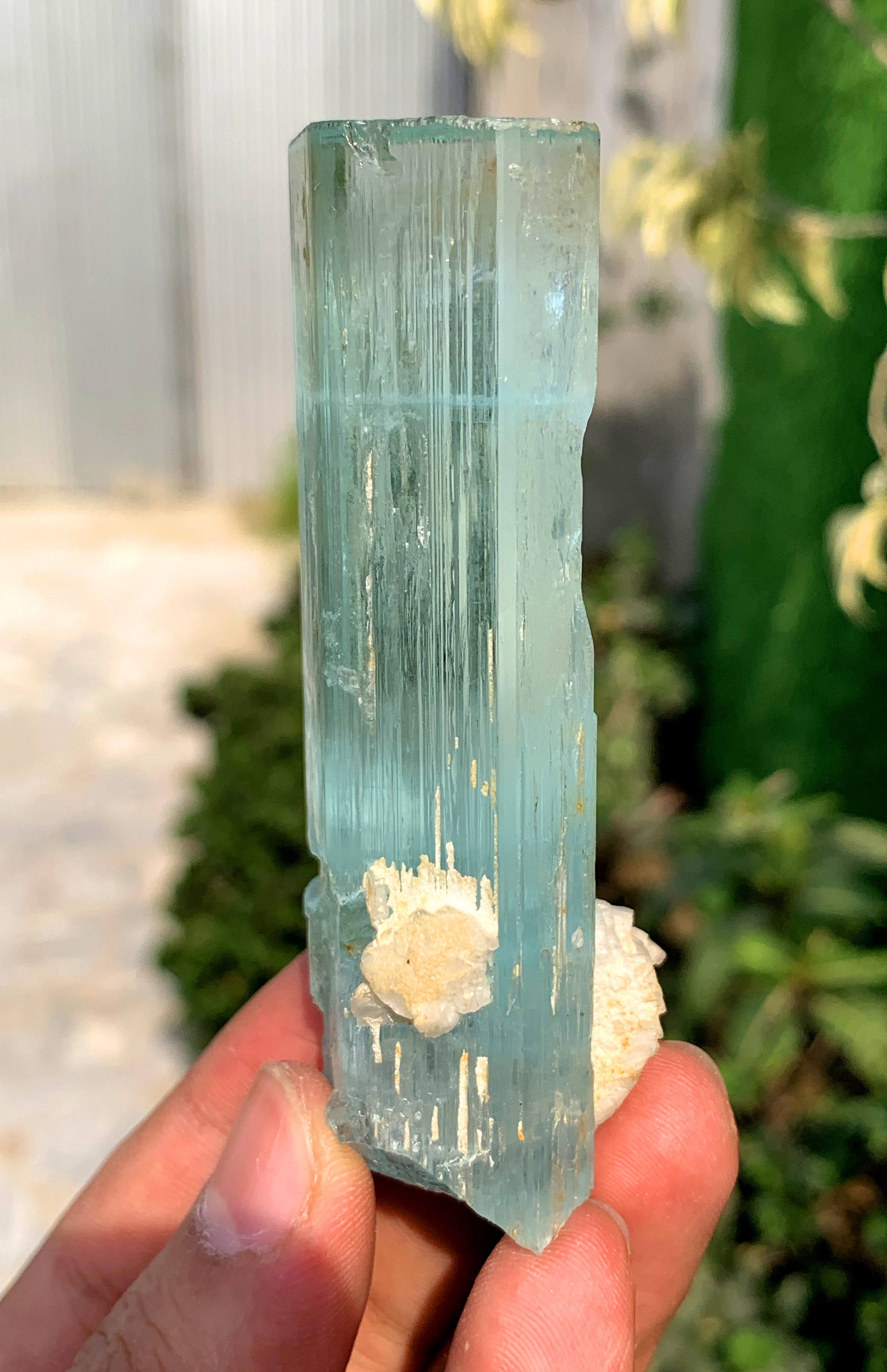 Gemmy Blue Aquamarine on Albite from Shigar valley Pakistan - 94 grams