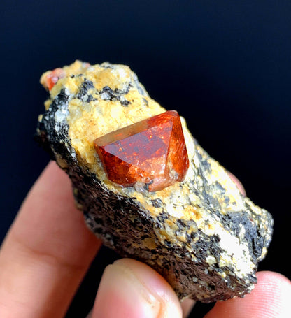 Red Zircon Crystal On Matrix From Pakistan- 52 Grams