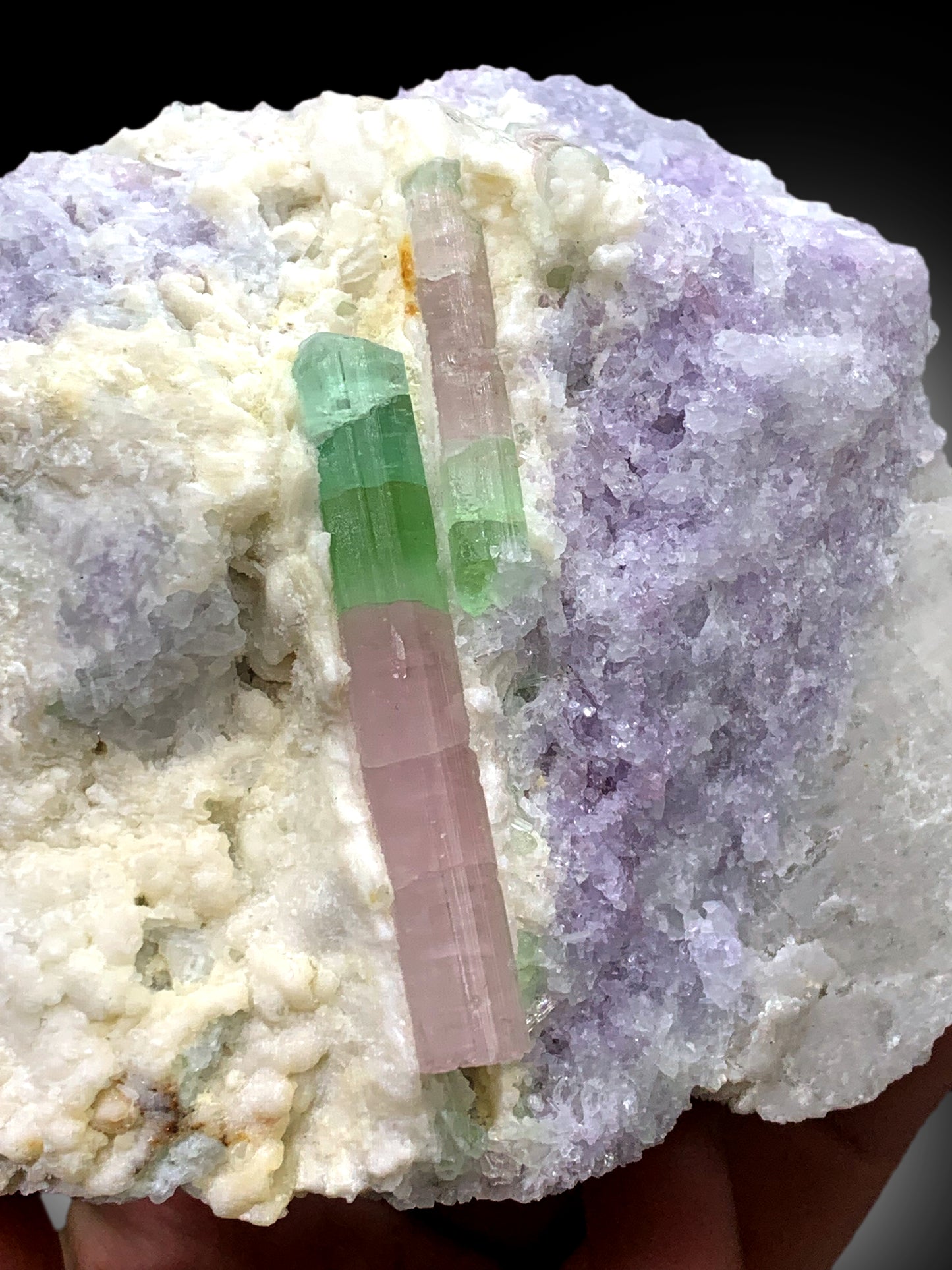 Stunning Bicolor Tourmaline with Pink Lepidolite from Paprok Afghanistan - 700 grams