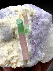 Stunning Bicolor Tourmaline with Pink Lepidolite from Paprok Afghanistan - 700 grams