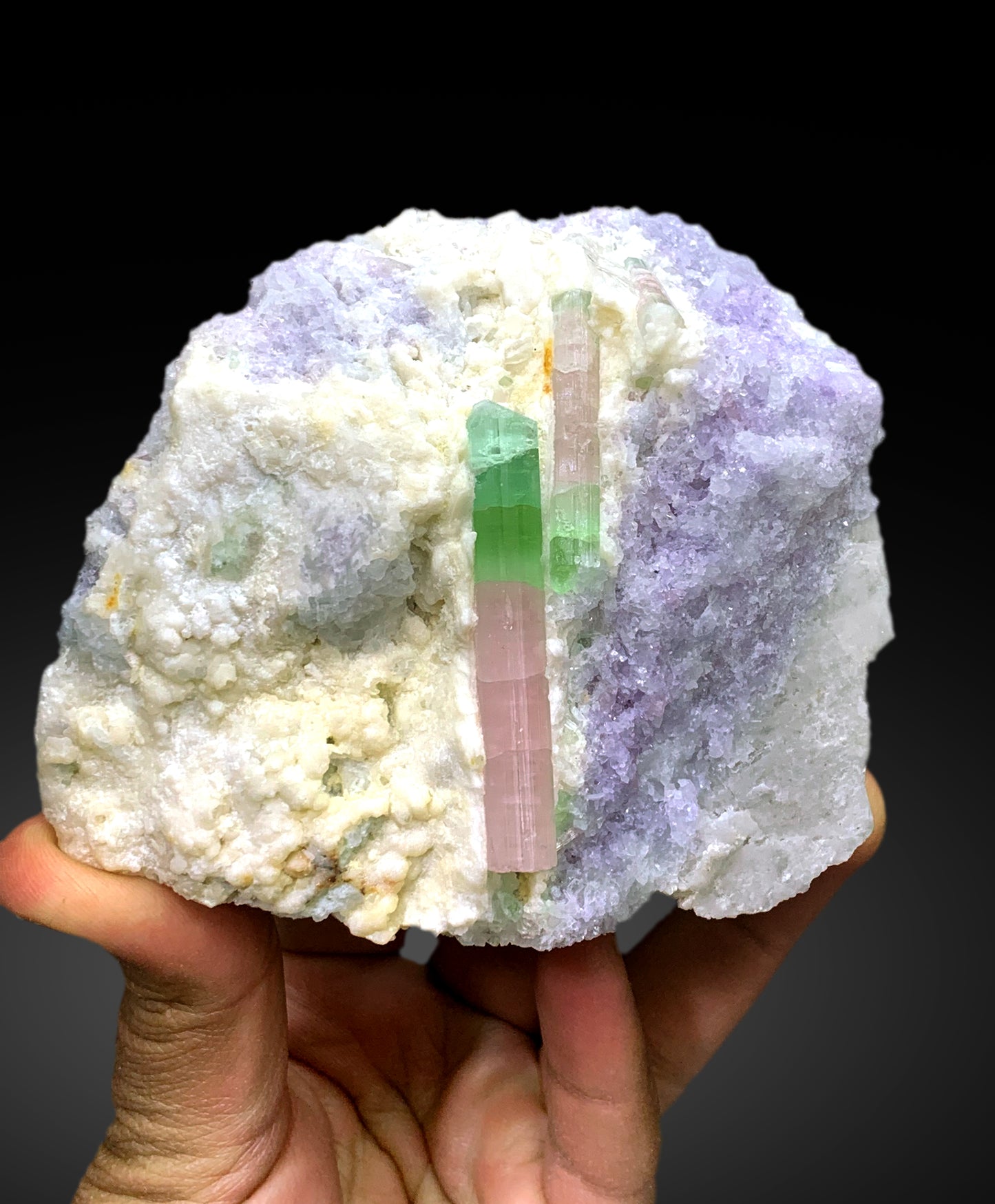Stunning Bicolor Tourmaline with Pink Lepidolite from Paprok Afghanistan - 700 grams