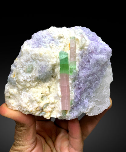 Stunning Bicolor Tourmaline with Pink Lepidolite from Paprok Afghanistan - 700 grams