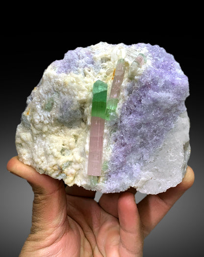 Stunning Bicolor Tourmaline with Pink Lepidolite from Paprok Afghanistan - 700 grams
