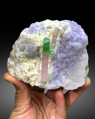 Stunning Bicolor Tourmaline with Pink Lepidolite from Paprok Afghanistan - 700 grams