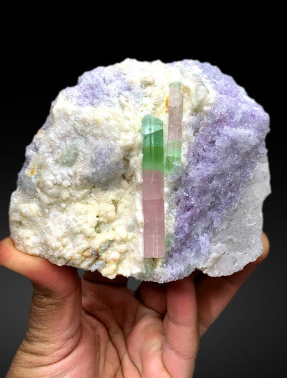 Stunning Bicolor Tourmaline with Pink Lepidolite from Paprok Afghanistan - 700 grams