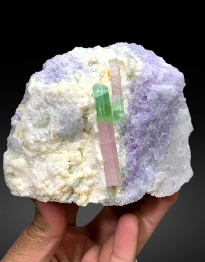 Stunning Bicolor Tourmaline with Pink Lepidolite from Paprok Afghanistan - 700 grams