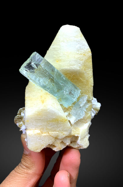 Blue Aquamarine on Microcline Feldspar from Shigar valley Pakistan - 549 grams