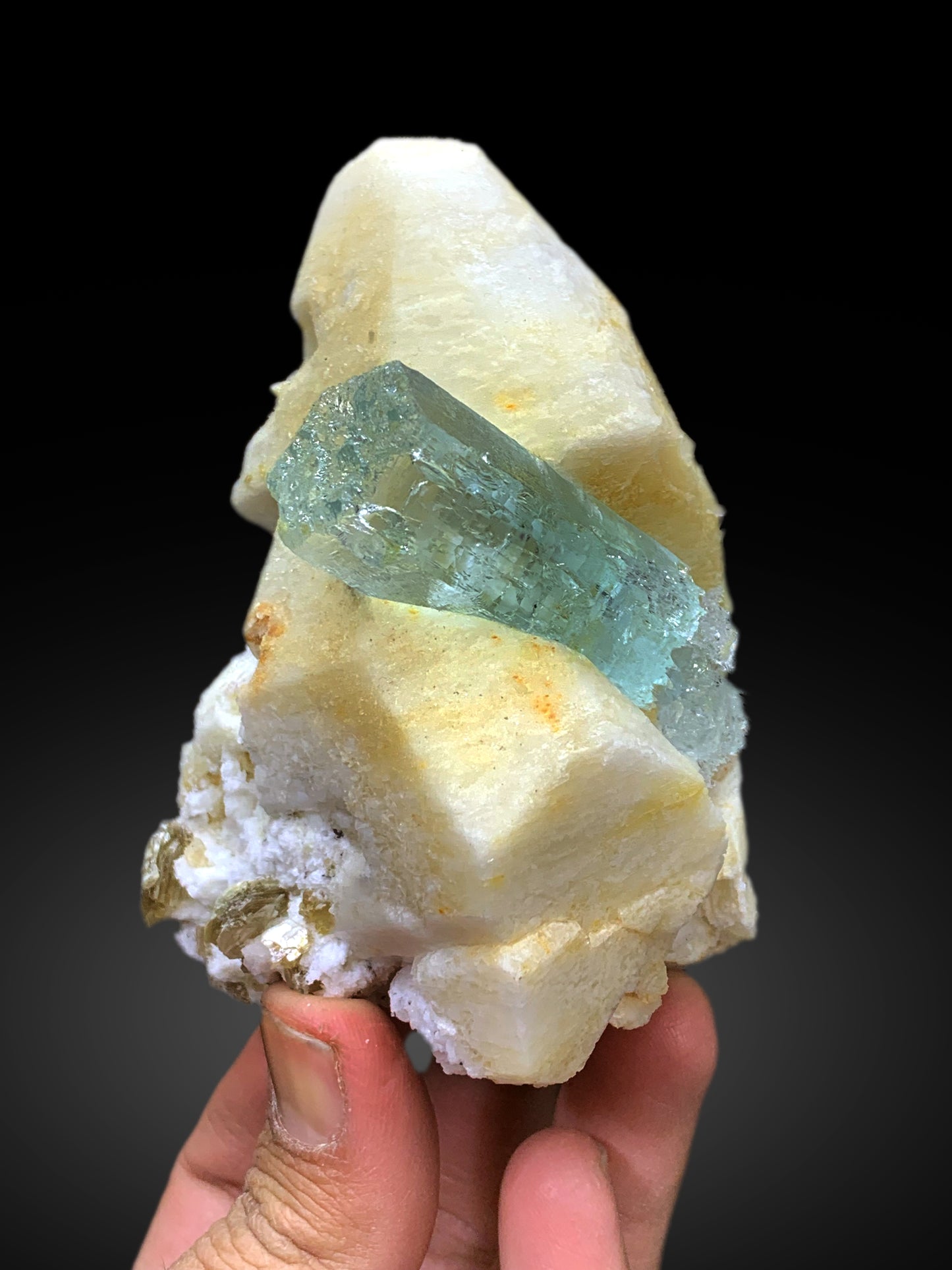 Blue Aquamarine on Microcline Feldspar from Shigar valley Pakistan - 549 grams