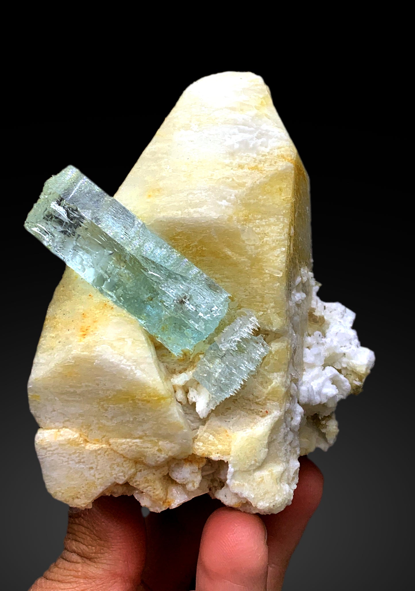 Blue Aquamarine on Microcline Feldspar from Shigar valley Pakistan - 549 grams